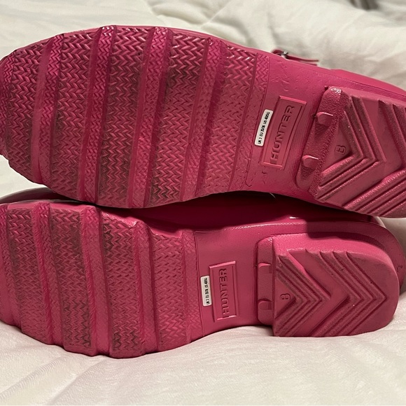 SOLD Hunter Rain Boots Tall Size US 4/5 Barbie Gloss Pink Side Buckle - Picture 2 of 6